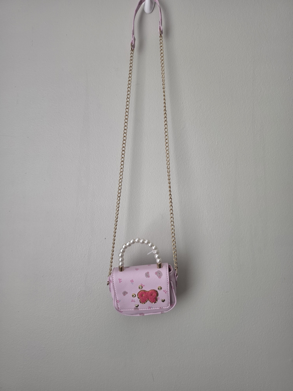 Under One Sky Pink Mini Crossbody with Pearl Top Handle